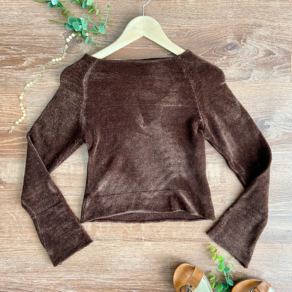 🌼Brown Cropped Sweater with Bell Sleeves